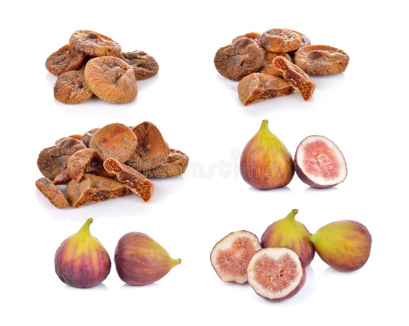 Dried and Fresh Figs on White Background Stock Photo Image of