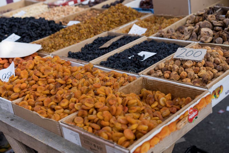 Dried Fruit on a Counter for Sale Stock Image Image of nature, food