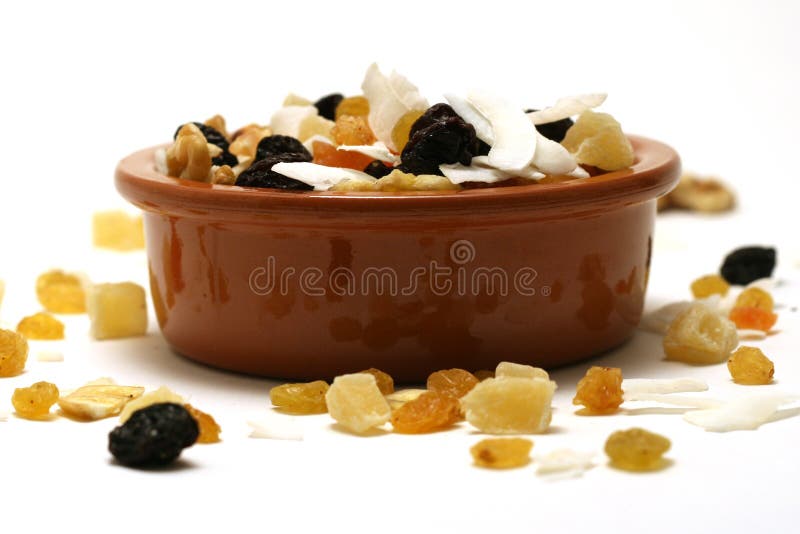Dried fruit and nuts in a bowl