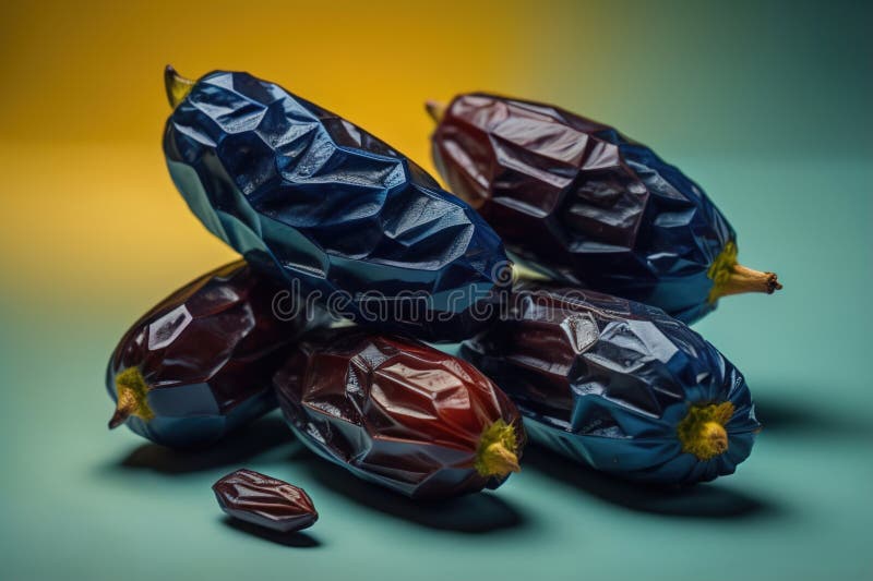 Dried Fruits of Date Palm on a Solid Color Background. Toned Stock