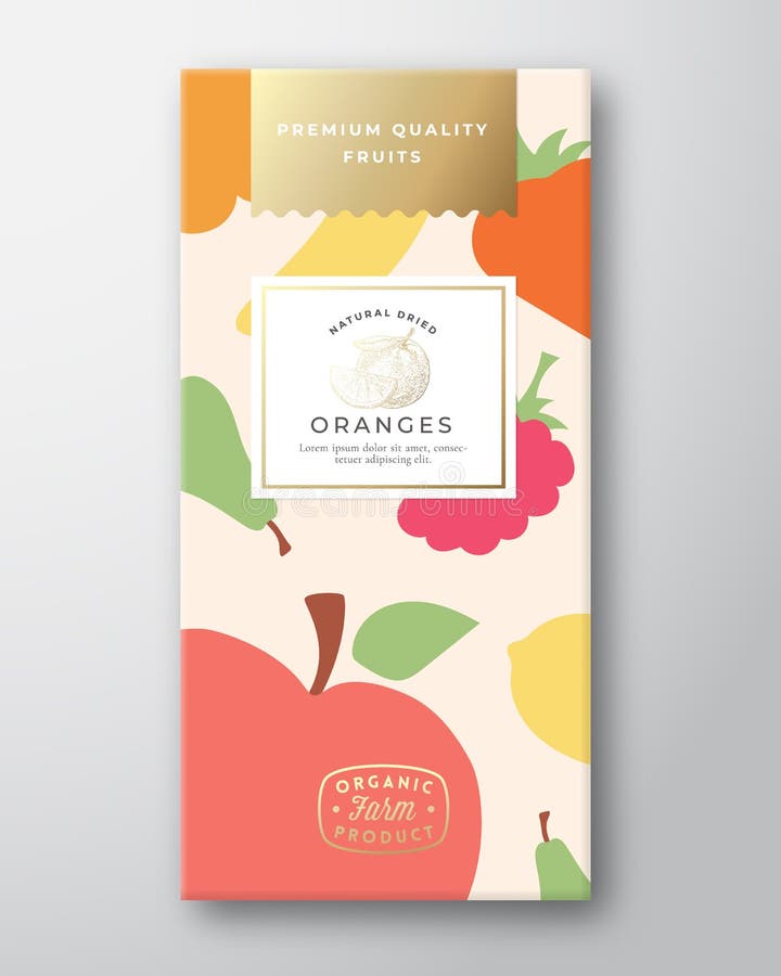 Dried Fruits Label Packaging Design Layout. Abstract Vector Paper Box ...