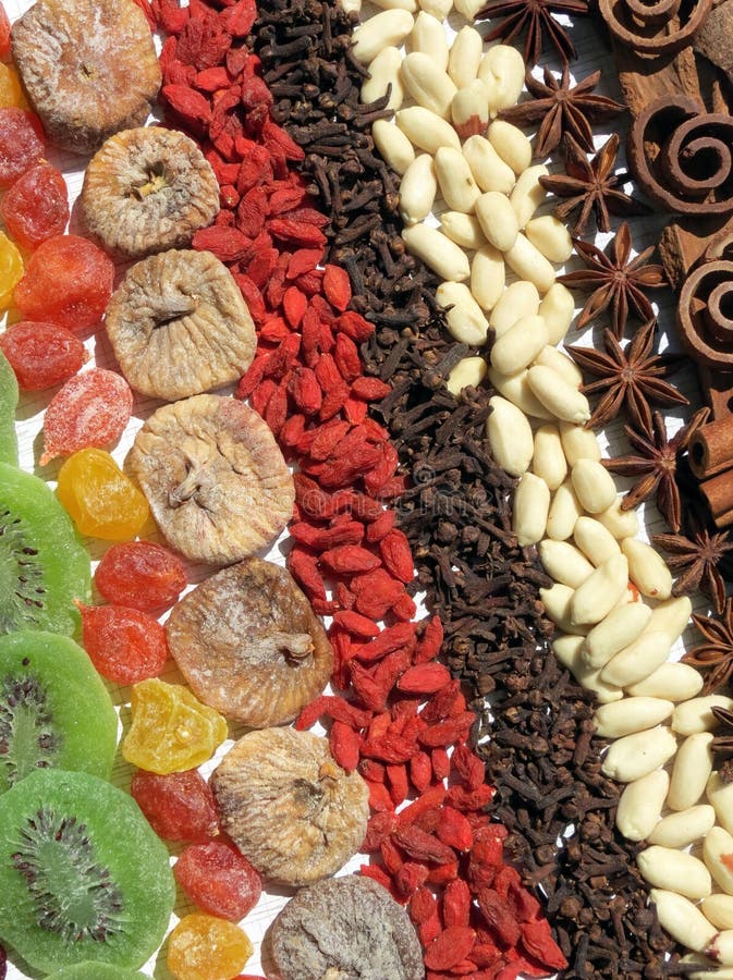Dried fruits and nuts stock photo. Image of pattern, fabric 35815216