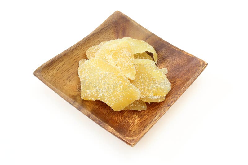 Dried Ginger Wiht Sugar on a Wooden Plate Stock Image Image of studio, ingredient 61718067