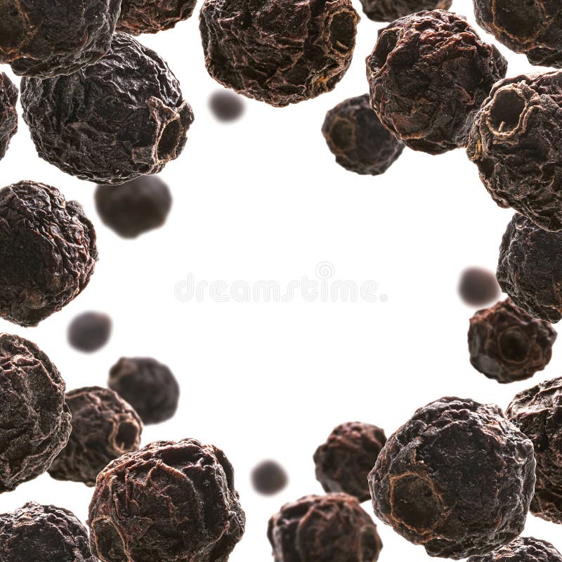 Dried Hawthorn Berries Levitate on a White Background Stock Image