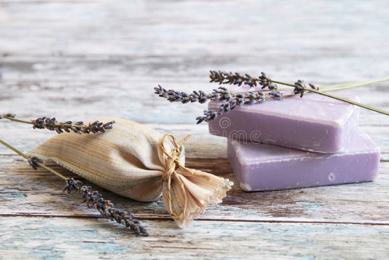 Dried lavender and lavender soap