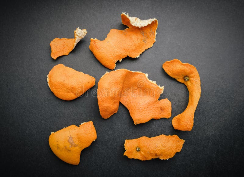 Dried Mandarin Peels or Dry, Peeled Tangerine Skin for Sale Stock Image