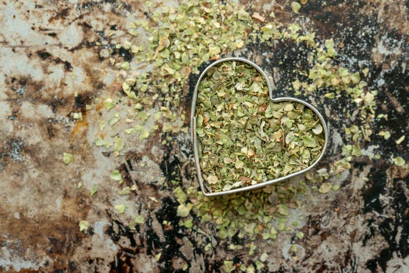 Dried Marjoram Herb in a Heart Shape Stock Photo Image of spice, food