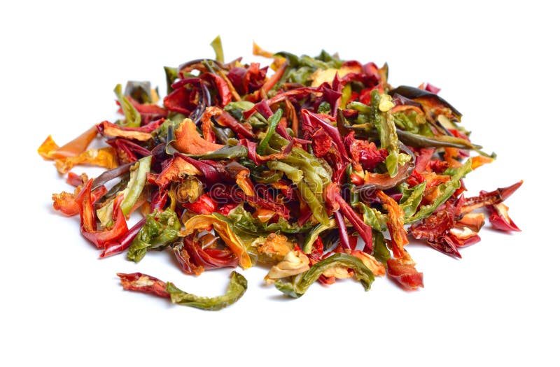 Dried Paprika Pieces. Isolated on White Background Stock Image Image