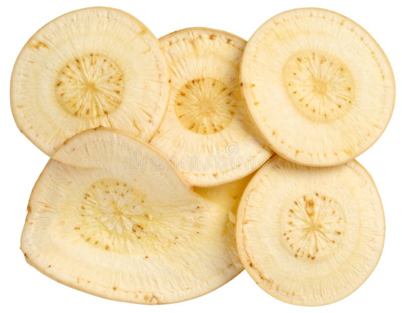 Dried Parsnip Chips Close Up on Transparent Background stock photo