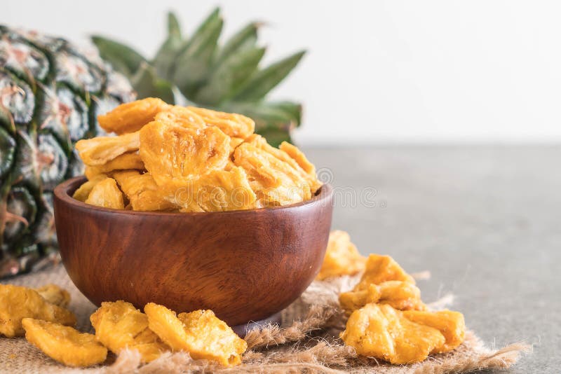 Dried Pineapple Crispy Chips Stock Image Image of bowl, crispy 100552153