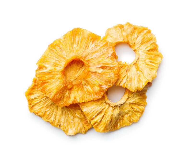 Dried Pineapple Rings Isolated on White Background Stock Photo Image
