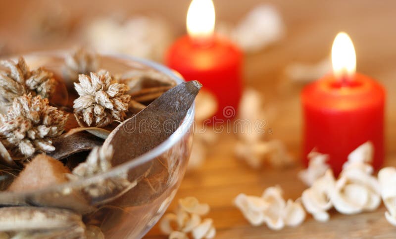 Dried plants and candles