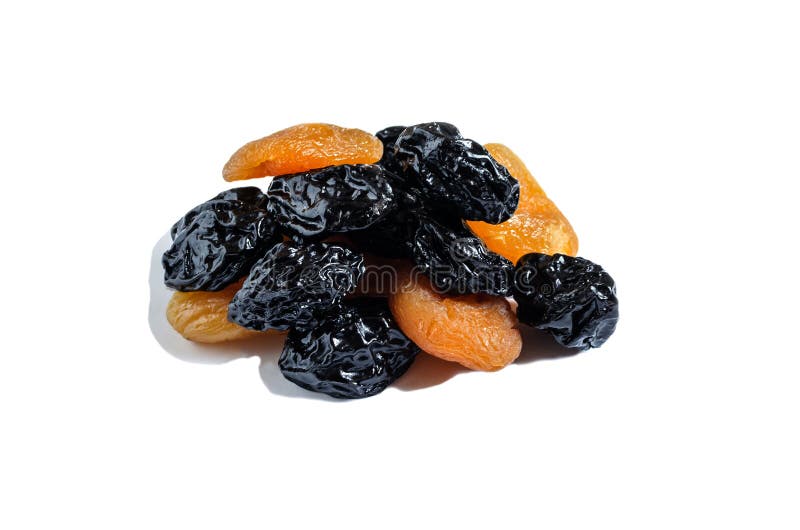Dried Plum Dried Apricot on White Background Dried Fruit Stock Image