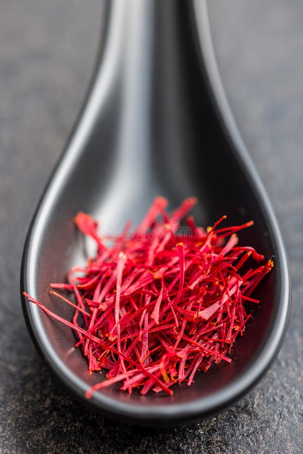 Dried Saffron Spice in Spoon Stock Photo Image of food, drink 265999794
