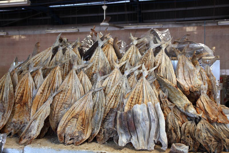 Dried salted fish at market royalty free stock photo
