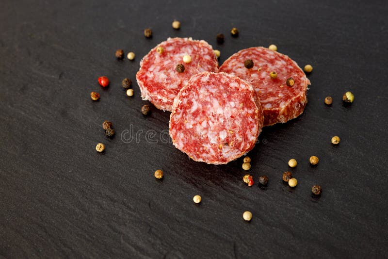 Dried and Smoked German Sausage it is Called Stracke Stock Photo