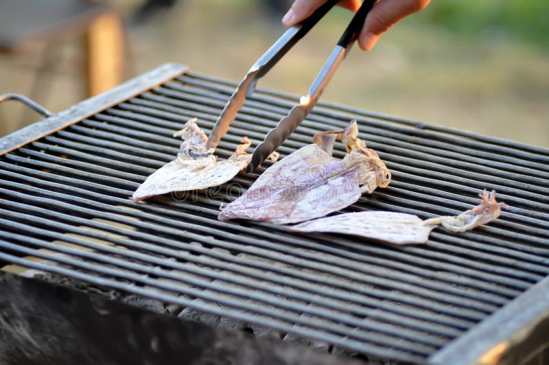 Dried Squid, Grilled Squid or Squid and Dip Stock Photo Image of