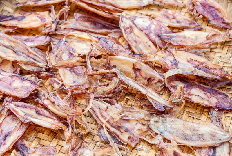 Dry Squids On Sale In The Market Of Thailand Stock Image Image of