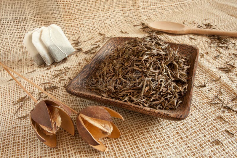 Dried Tea Leaves and Roasted Coffee Beans Theine Vs Caffeine Stock