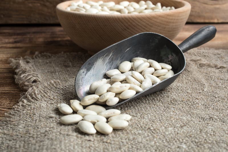 Dried white bean stock photo. Image of scoop, food, wooden 273538822