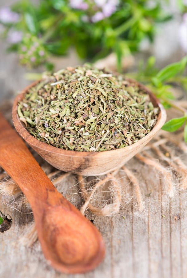Dried Winter Savory in a Bowl Stock Image Image of healthy, cooking