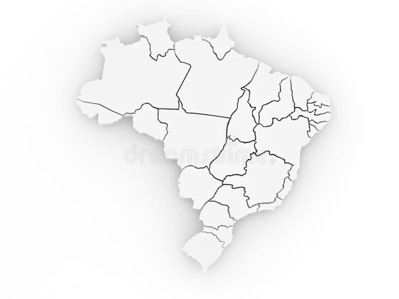 Driedimensionele kaart van Brazilië. 3d