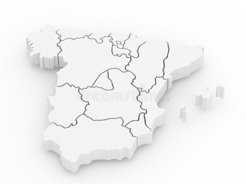 Driedimensionele kaart van Spanje. 3d