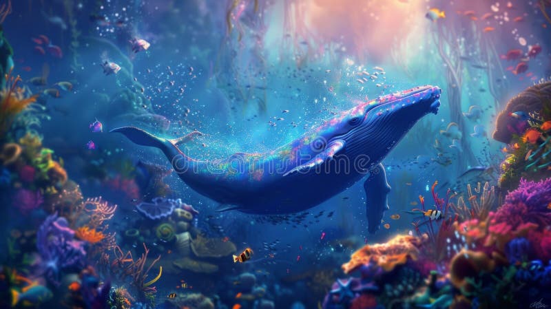 Drift off into a peaceful slumber as you find yourself immersed in a mystical underwater world adorned with colorful sea stock photo