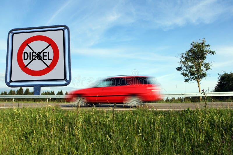 Drijfverbod voor diesel auto's in Duitsland royalty-vrije stock afbeeldingen Drijfverbod voor diesel auto's in Duitsland royalty-vrije stock afbeeldingen