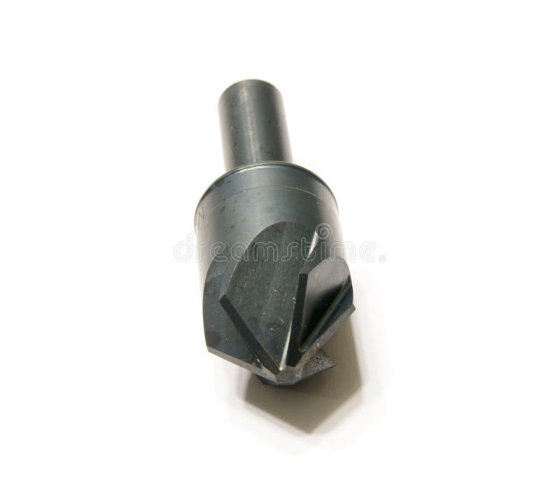 Drill Bit. Metal mill drill bit isolated on the white background royalty free stock photography