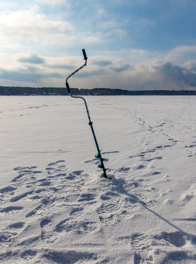 A Drill for Ice Fishing in Winter Stock Image Image of sport, water