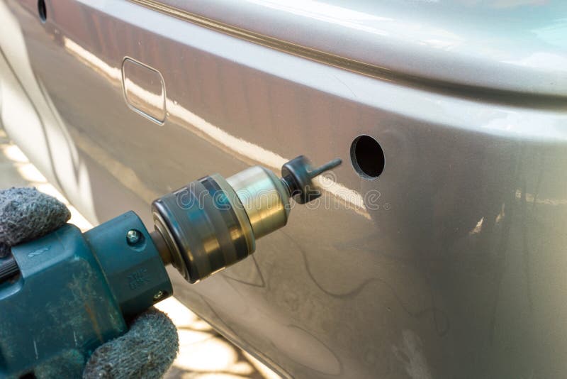 Drill for Install Parking Sensor, Car Accessories Stock Photo Image