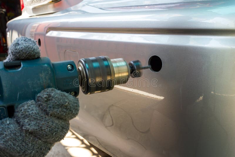 Drill for Install Parking Sensor, Car Accessories Stock Photo Image