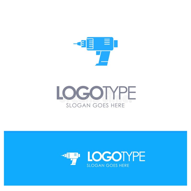 Drill, Power, Machine, Cordless, Electronics Blue Solid Logo with Place