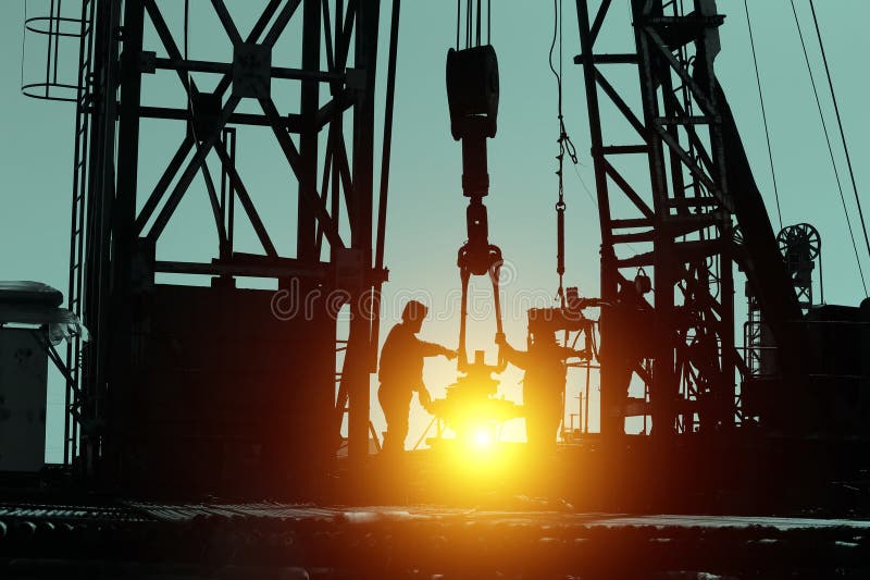 Drilling Exploration, the Oil Workers are Working Stock Photo Image
