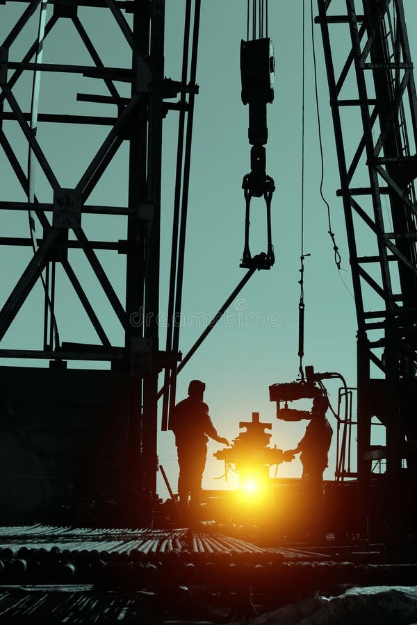 Drilling Exploration, the Oil Workers are Working Stock Image Image