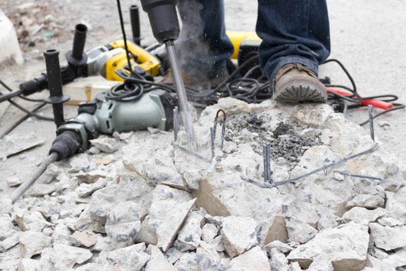 Drilling Hole Into Concrete Stock Photo Image of