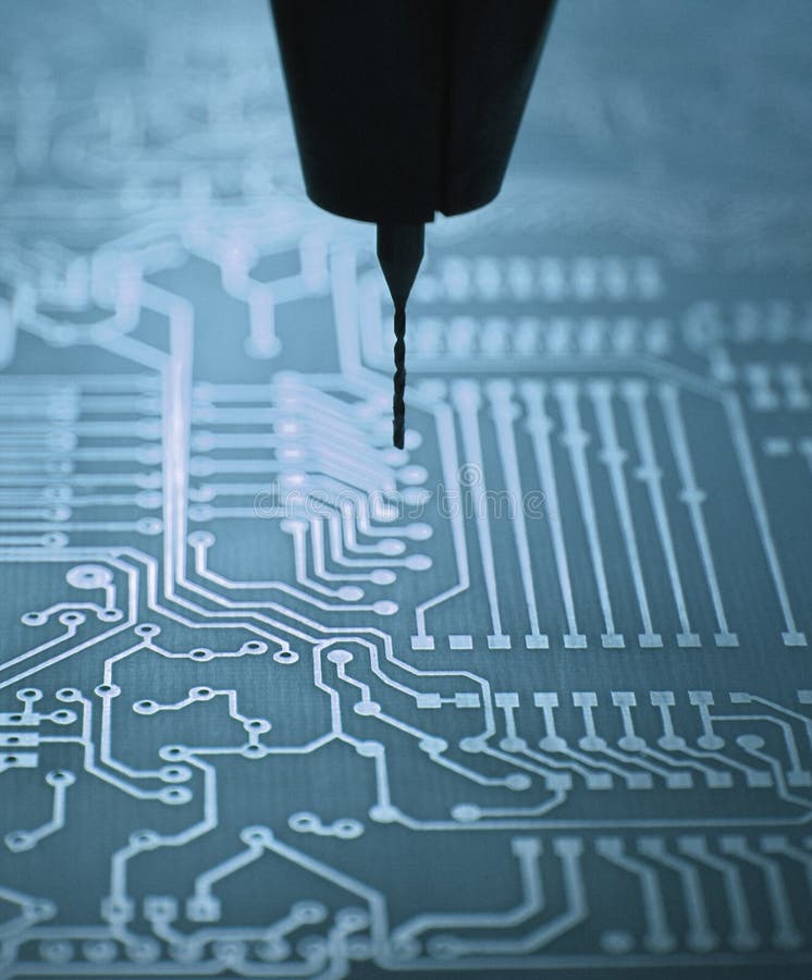 Drilling a PCB stock photo. Image of mount, circuit, surface 3417470