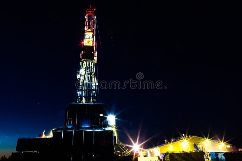 Drilling rig in oil field for drilled into subsurface royalty free stock photos