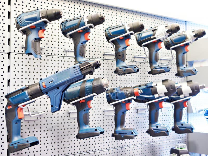 Drills in hardware store stock image. Image of modern 274635629