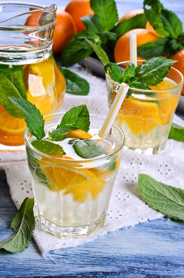 Drink with Oranges and Mint Stock Image Image of beverage, food 55419815