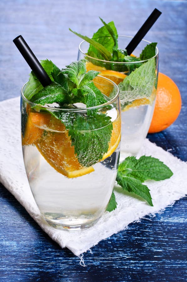Drink with Oranges and Mint Stock Image Image of natural, nature