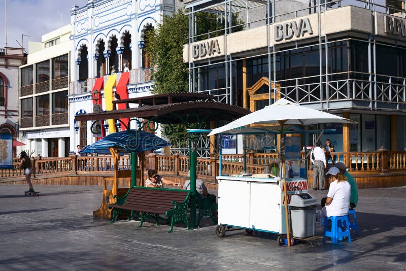 Drink Stand on Plaza Prat Main Square in Iquique, Chile royalty free stock images Drink Stand on Plaza Prat Main Square in Iquique, Chile royalty free stock images