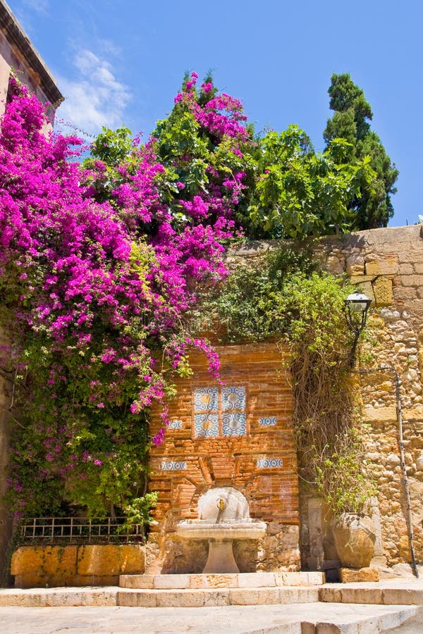 Drinking Fountain in Roman Quarter, Tarragona, Spain. Stock Photo