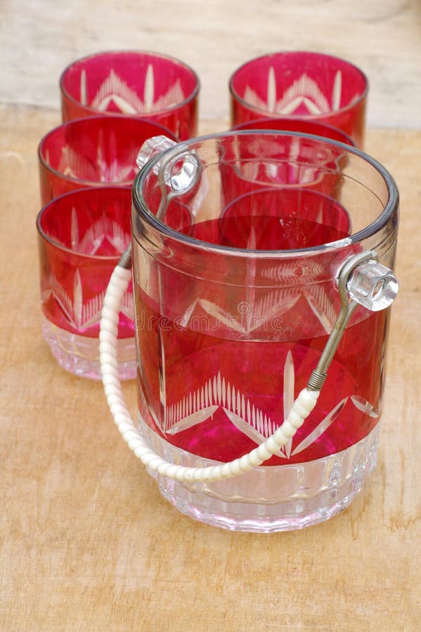 Drinking glass set antique stock image. Image of group 68526271