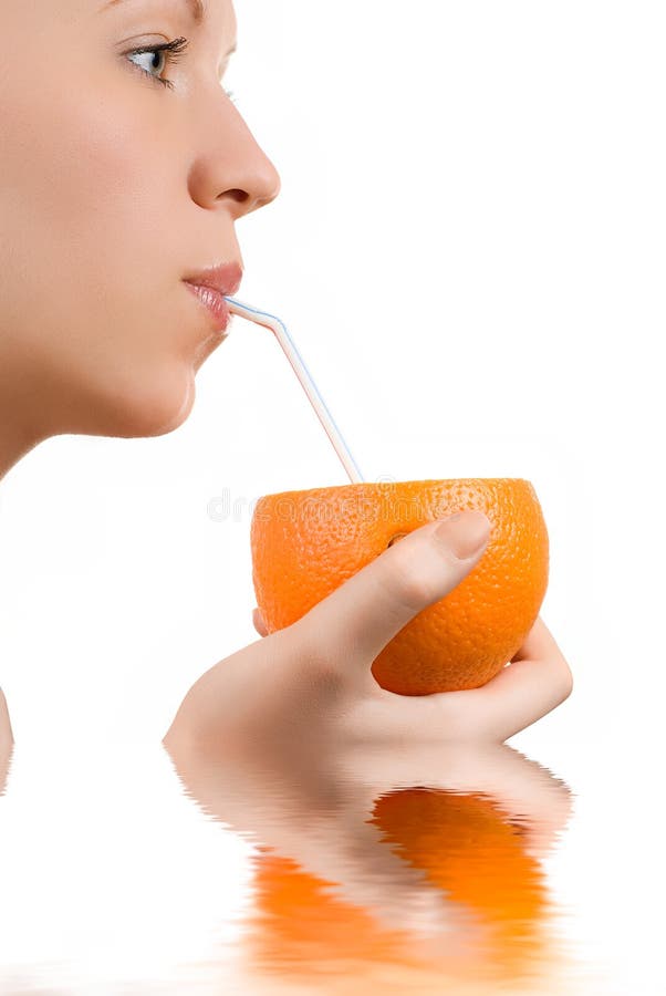 Drinking orange juice stock image. Image of close, juicy 8764791