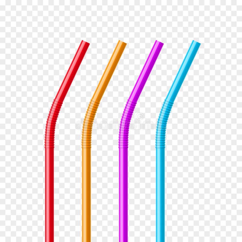 Drinking Straws Set. Vector Colorful Pipe Tube Plastic Straw For Juice