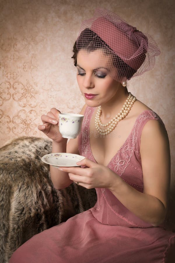 Vintage 1920s woman with boa royalty free stock images