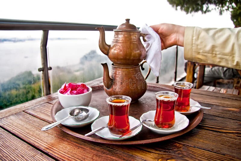 Drinking Traditional Turkish Tea With Friends