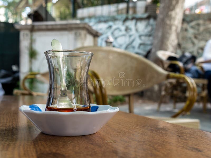 Drinking Traditional Turkish Tea Near Seaside Of Izmir ...